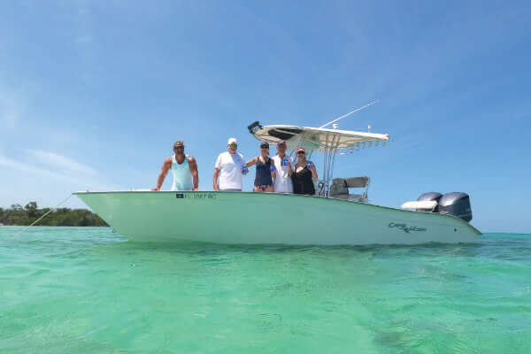 Photo of Captain Matt and his guests on a Florida Keys sandbar tour.
